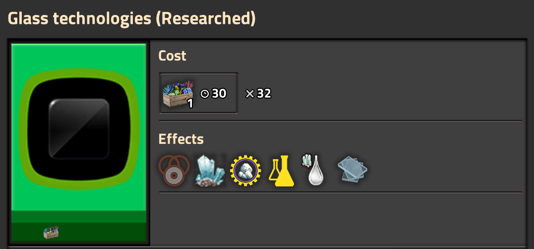 The Glass technologies research screen, described below.