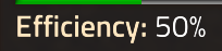 The last line of the info card, in isolation: &ldquo;Efficiency: 50%.&rdquo;