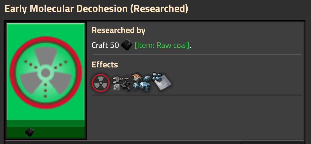 The Early Molecular Decohesion research screen, described below.