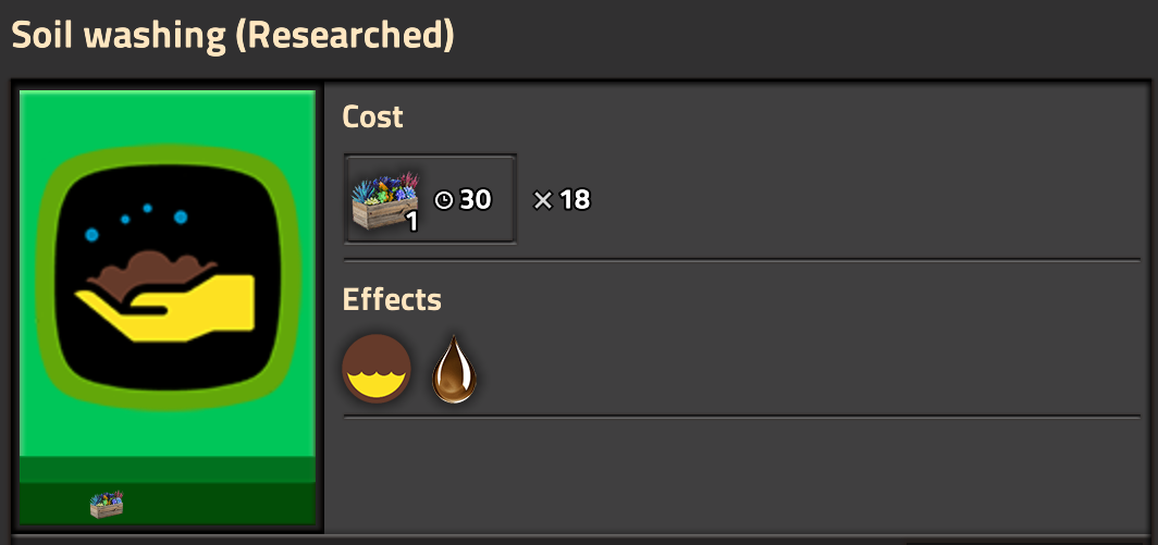 The Wood processing research screen, described below.